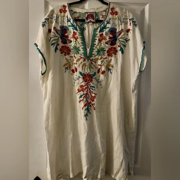 Johnny Was Los Angeles Linen Embroidered Bird Tunic XL Boho - Picture 1 of 4